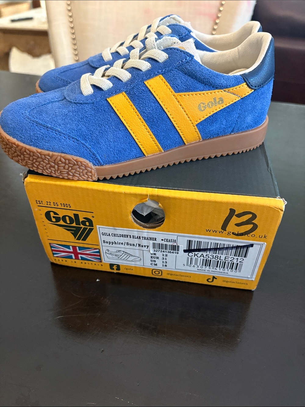 Gola Kids Elan Sapphire and Sun Suede Trainer